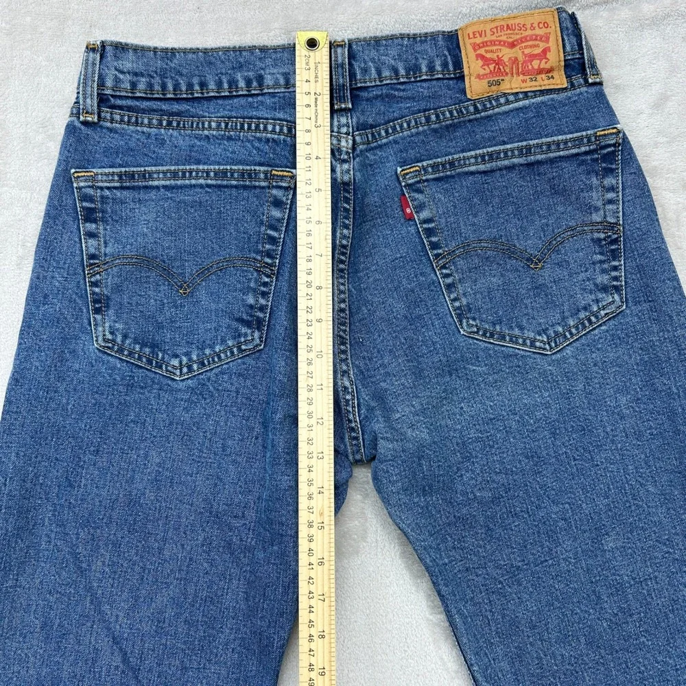 Levis 505 Regular Fit‎ Jeans Mens 32x34 Blue Straight Leg Denim Pants